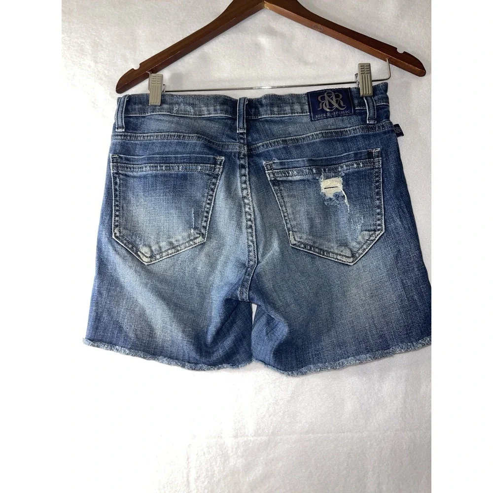 Rock Republic Bumpershoot Distressed Studded  Jean‎ Shorts Womens 6